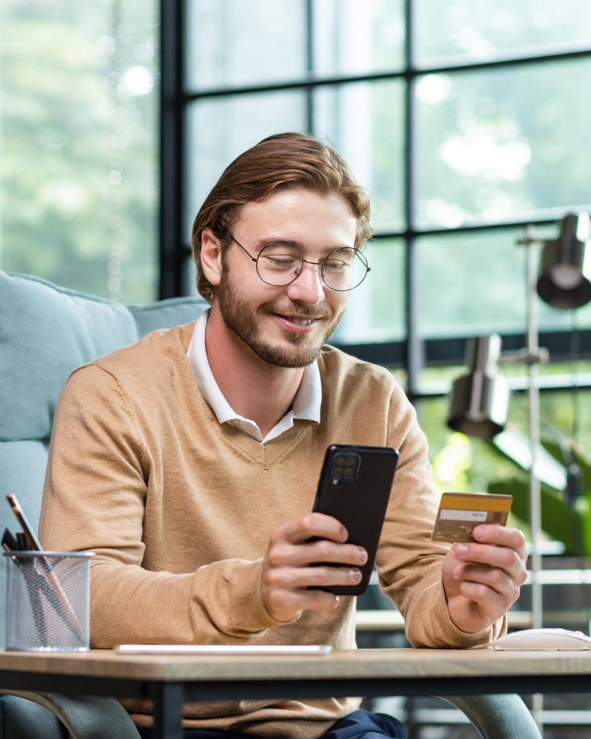 Person reviewing an opportunity on a mobile phone
